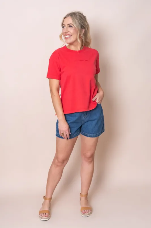 AAE Washed Tee in Red - All About Eve sold by Always Alice