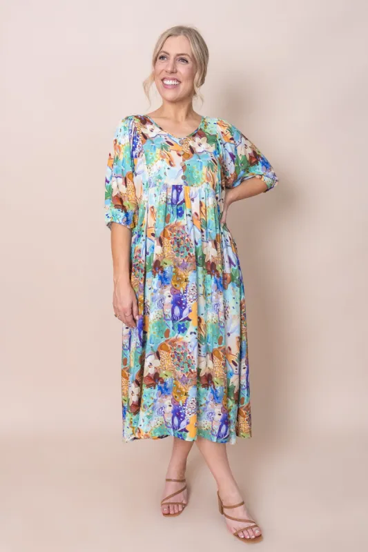 Zandra Midi Dress in Green Multi sold by Always Alice