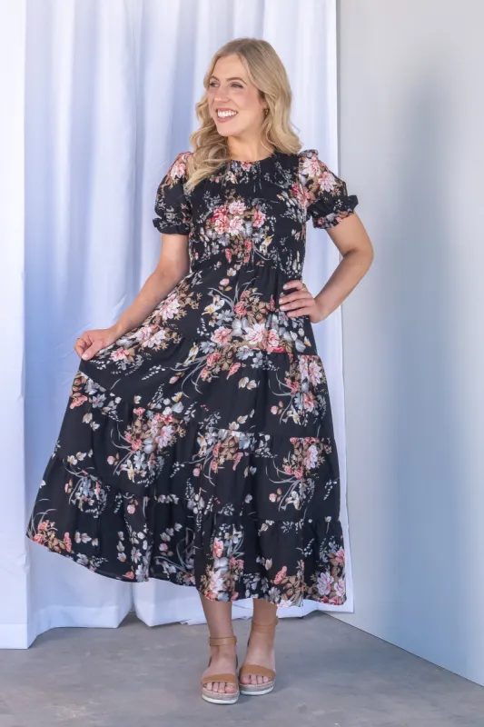 Hillary Midi Dress in Black sold by Always Alice