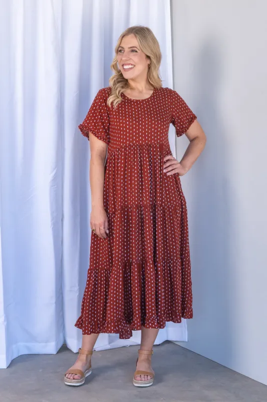 Jensen Midi Dress in Rust sold by Always Alice