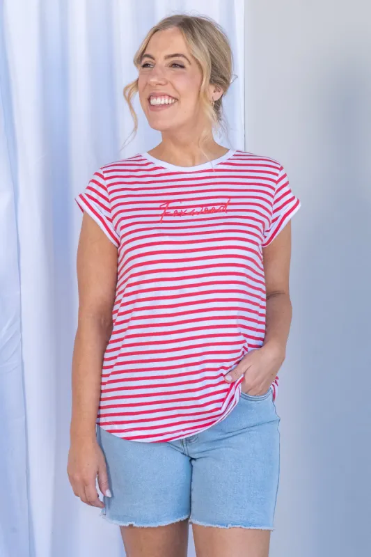 Signature Stripe Tee in Cayenne - Foxwood sold by Always Alice