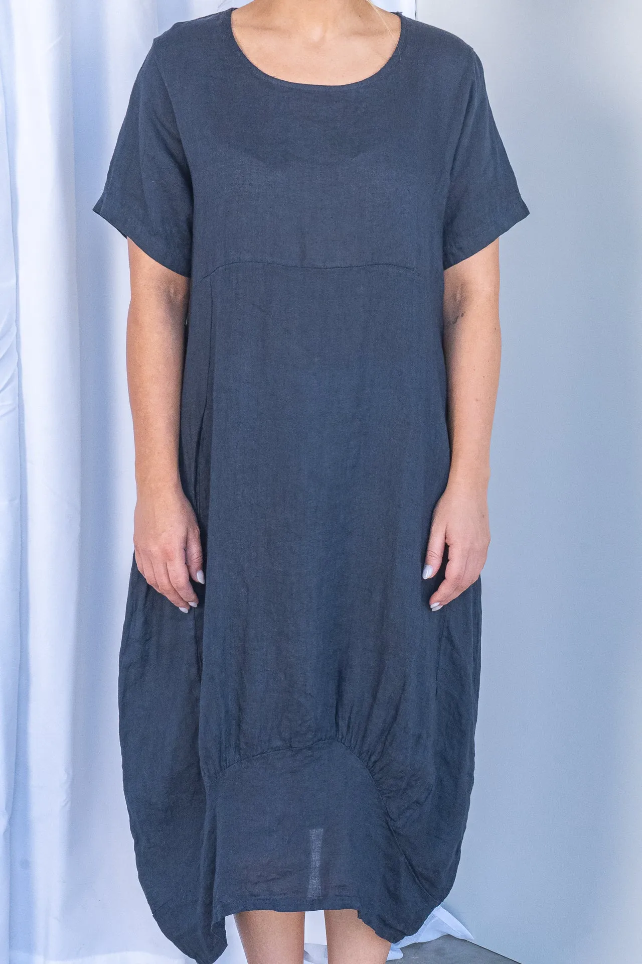 Grier Linen Midi Dress in Navy sold by Always Alice product image thumbnail 2