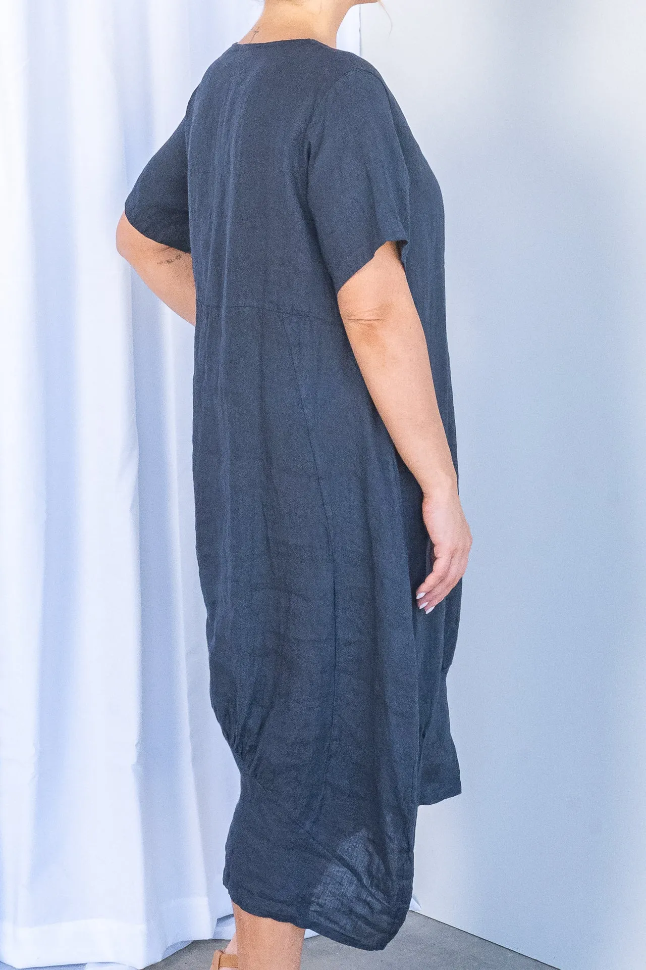 Grier Linen Midi Dress in Navy sold by Always Alice product image thumbnail 5