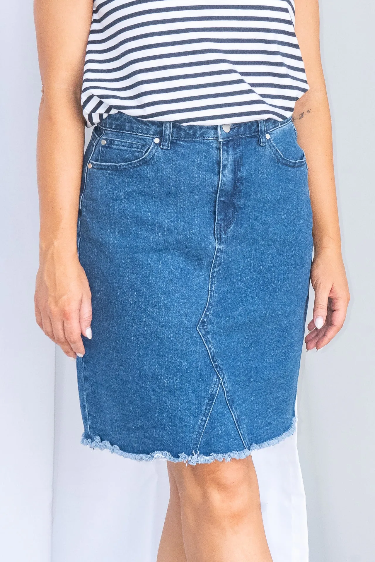 Belle Skirt in Mid Denim - Foxwood sold by Always Alice