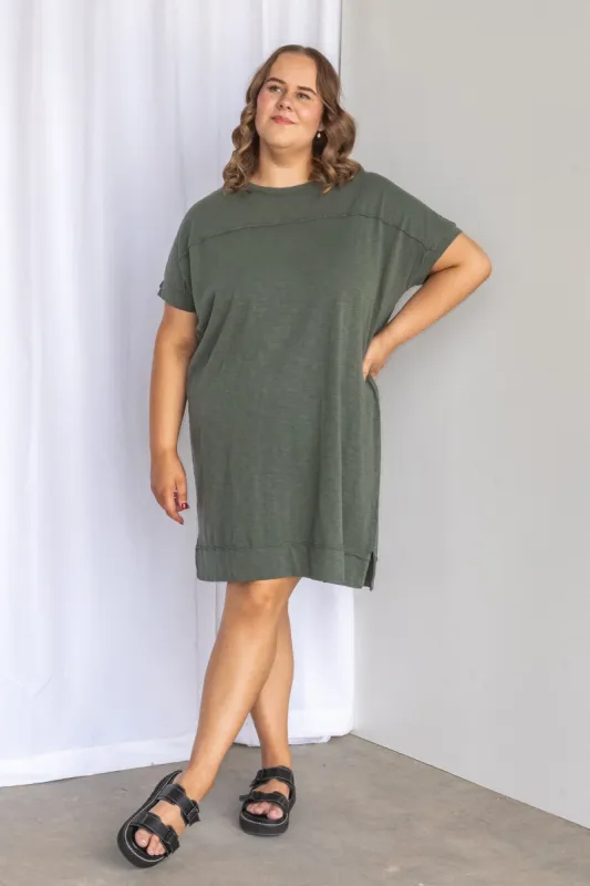 Allison Tee Dress in Khaki - Foxwood sold by Always Alice