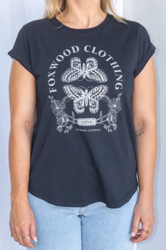 Vintage Butterfly Tee in Washed Black - Foxwood - Final Sale sold by Always Alice