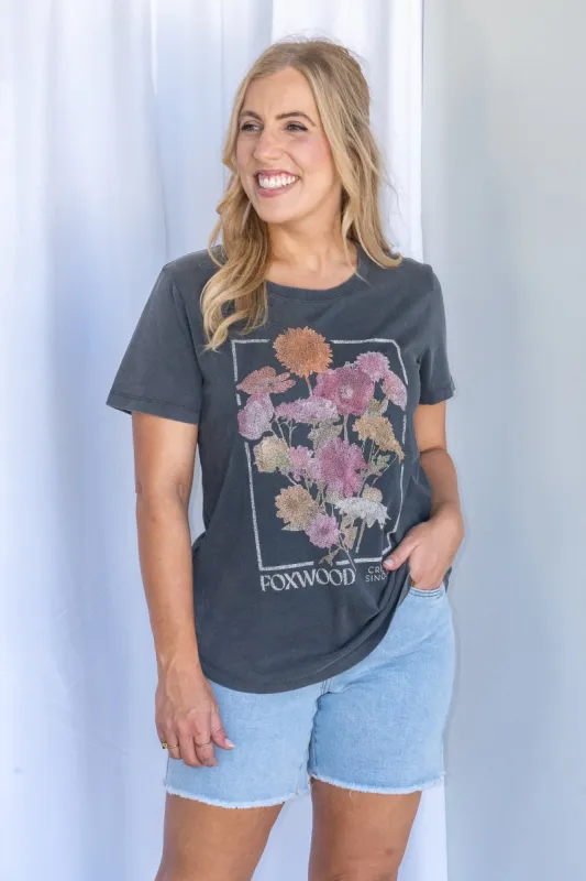 In Bloom Tee in Washed Black - Foxwood - Final Sale sold by Always Alice