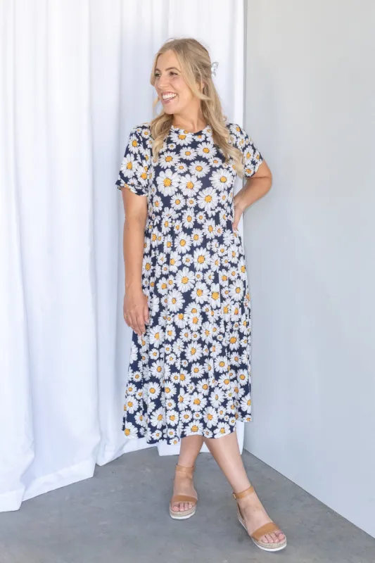 Daisy Floral Midi Dress in Navy sold by Always Alice