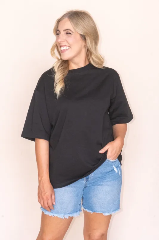 Core Oversized Tee in Black - Silent Theory sold by Always Alice
