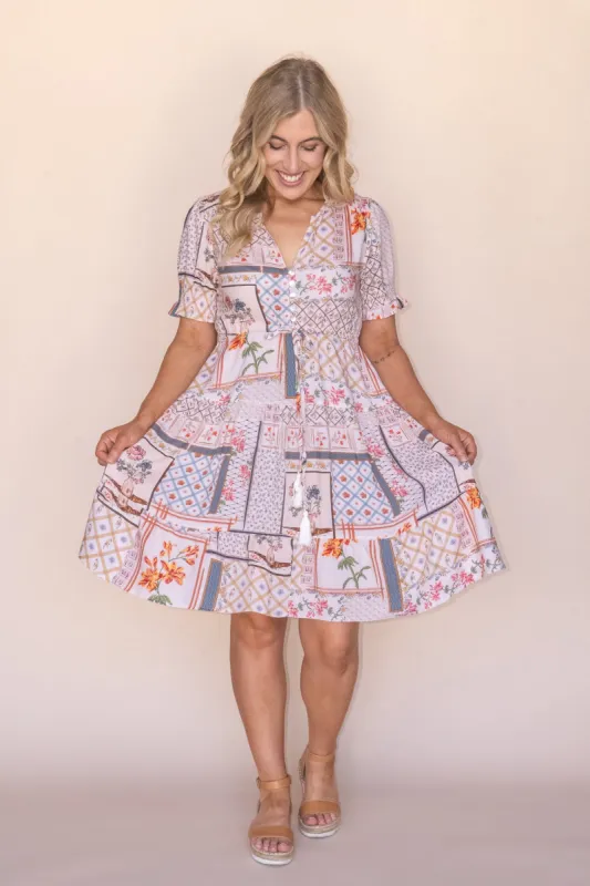 Zaria Floral Dress in Vintage White sold by Always Alice