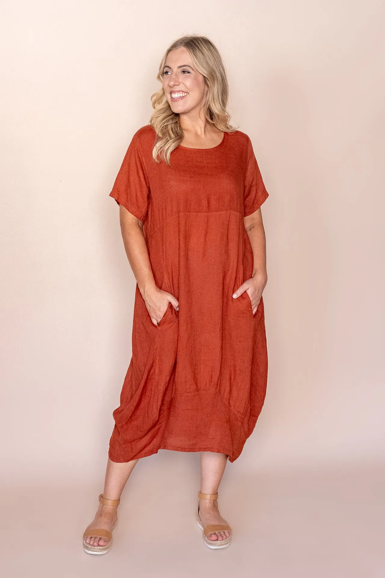 Grier Linen Midi Dress in Rust sold by Always Alice product image thumbnail 2