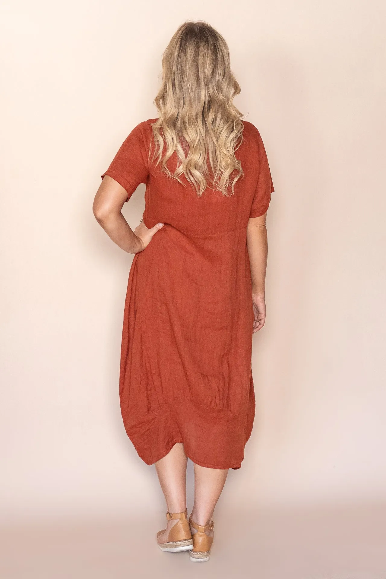 Grier Linen Midi Dress in Rust sold by Always Alice product image thumbnail 4