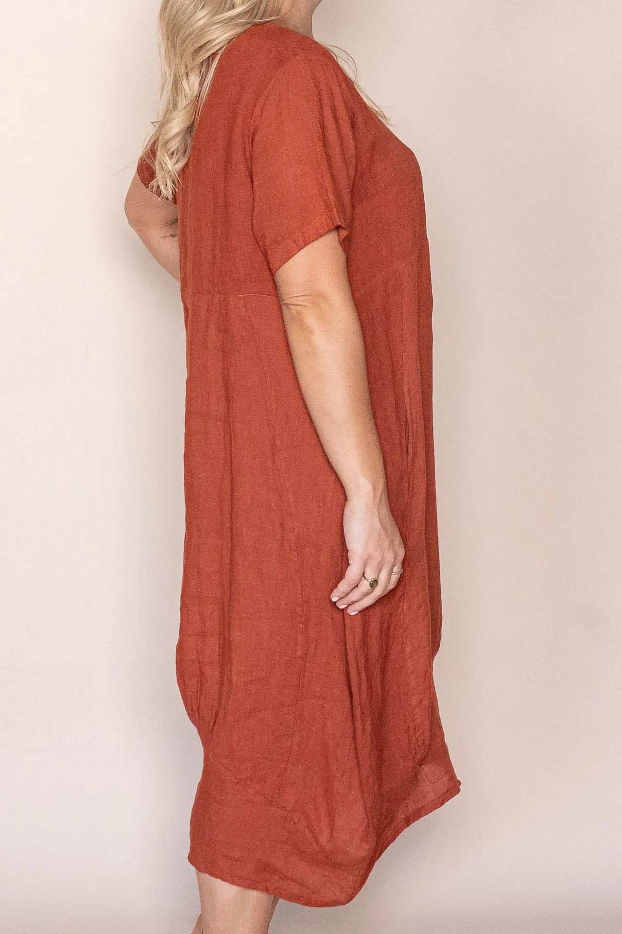 Grier Linen Midi Dress in Rust sold by Always Alice product image thumbnail 3