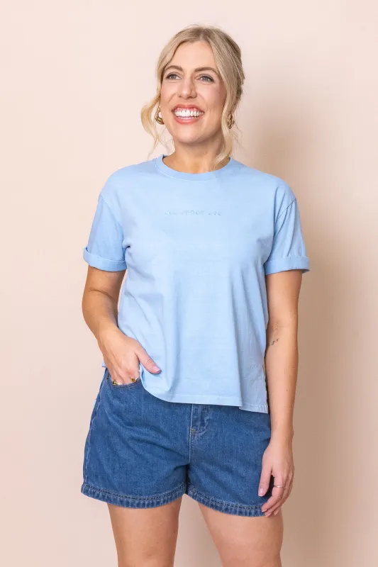 AAE Washed Tee in Ocean Blue - All About Eve sold by Always Alice