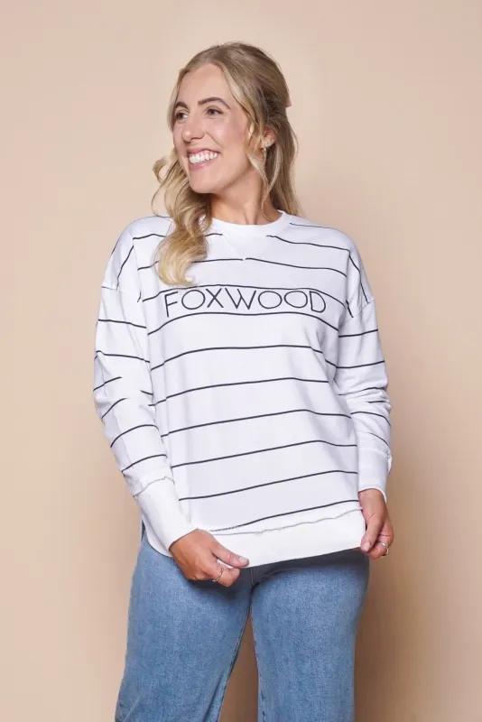 Classic Stripe Simplified Crew in White & Navy Stripe - Foxwood sold by Always Alice