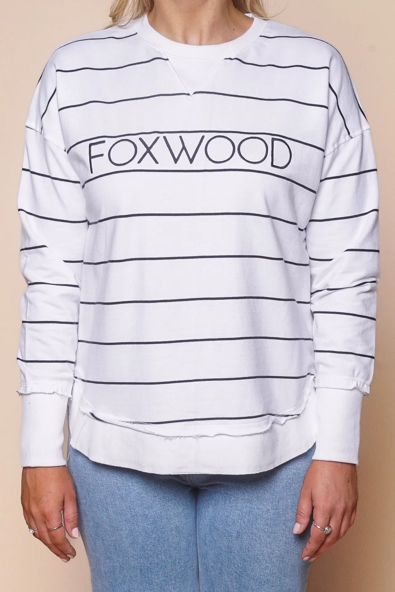 Classic Stripe Simplified Crew in White & Navy Stripe - Foxwood sold by Always Alice product image thumbnail 2