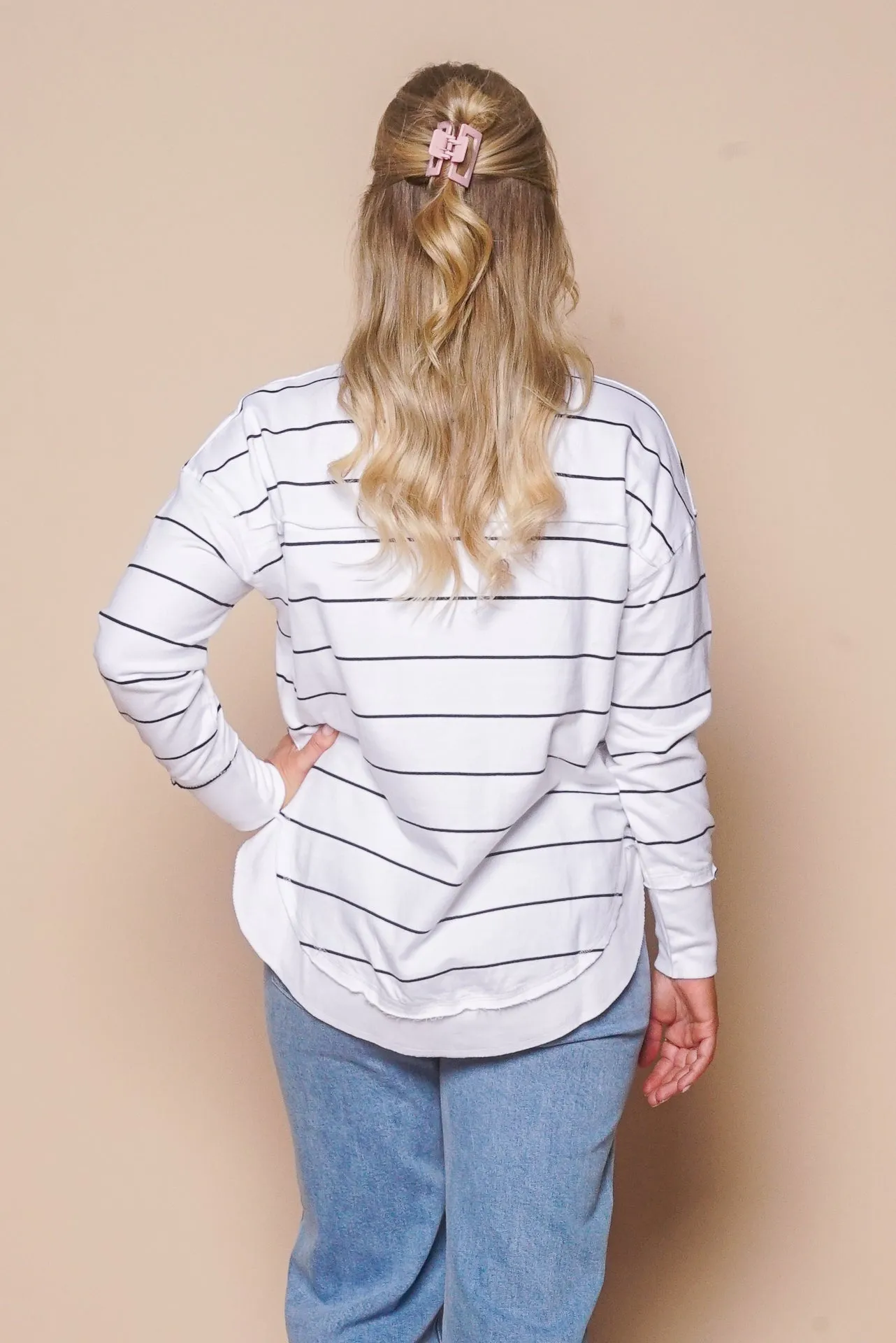 Classic Stripe Simplified Crew in White & Navy Stripe - Foxwood sold by Always Alice product image thumbnail 5