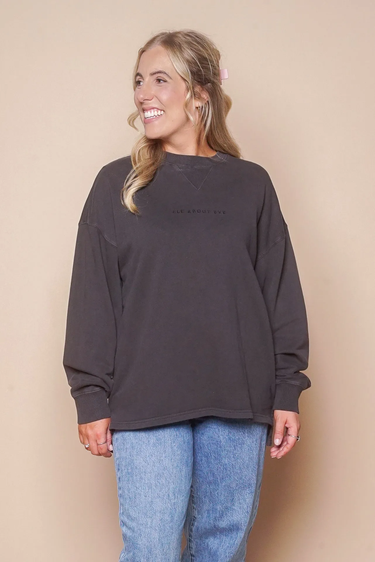 AAE Washed Relaxed Crew in Washed Black - All About Eve sold by Always Alice