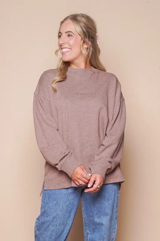 AAE Washed Relaxed Crew in Choc Marle - All About Eve sold by Always Alice