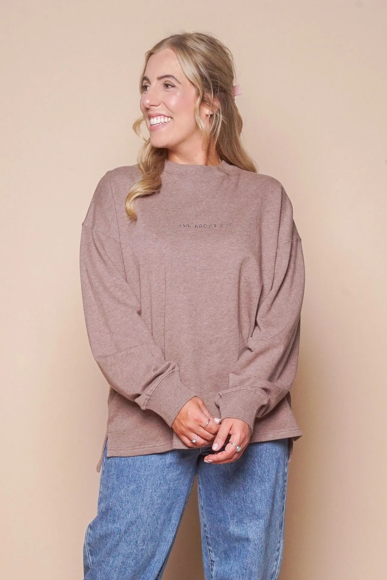 AAE Washed Relaxed Crew in Choc Marle - All About Eve sold by Always Alice