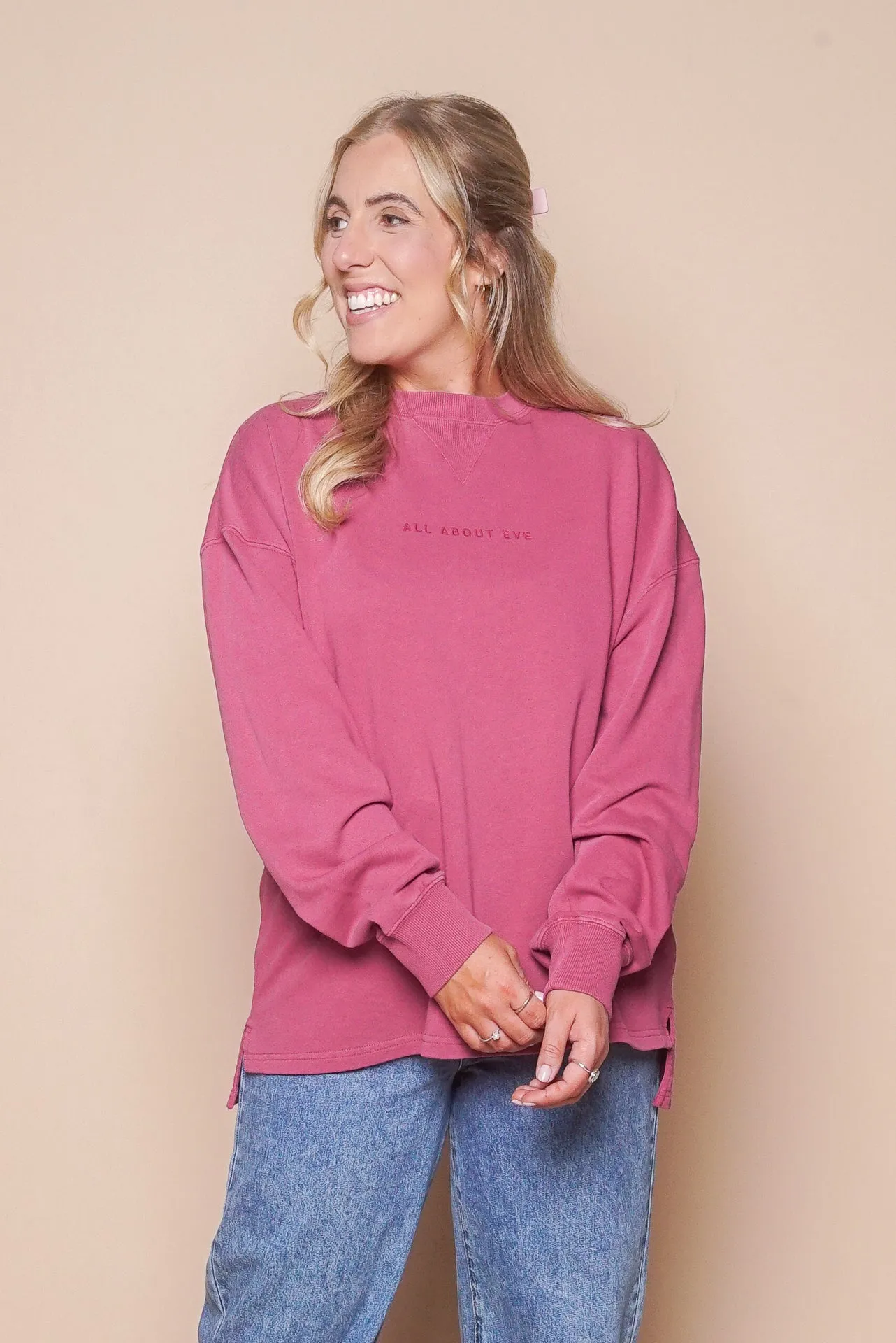 AAE Washed Relaxed Crew in Blush - All About Eve sold by Always Alice