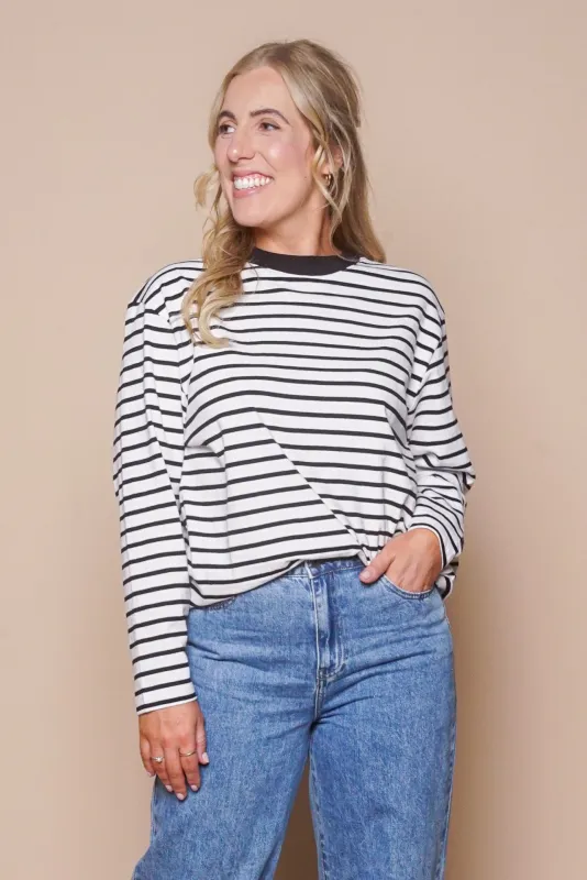 Eve Basic L/S Tee in Stripe - All About Eve sold by Always Alice