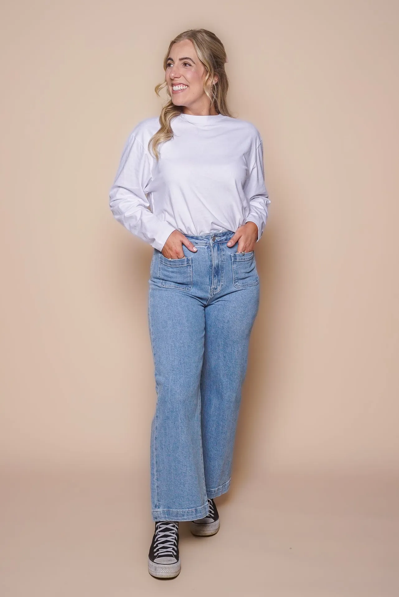 Eve Basic Monogram L/S Tee in White - All About Eve sold by Always Alice product image thumbnail 3