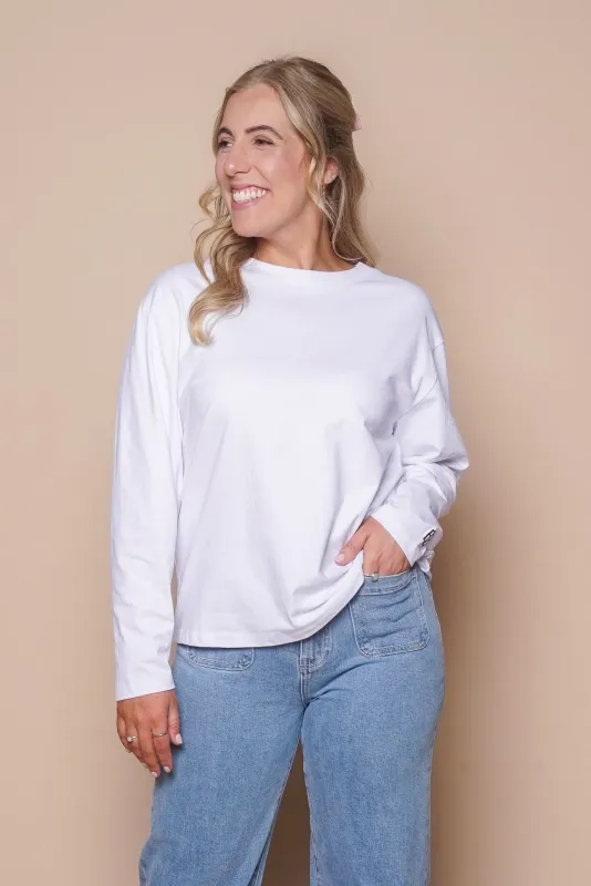 Eve Basic Monogram L/S Tee in White - All About Eve sold by Always Alice