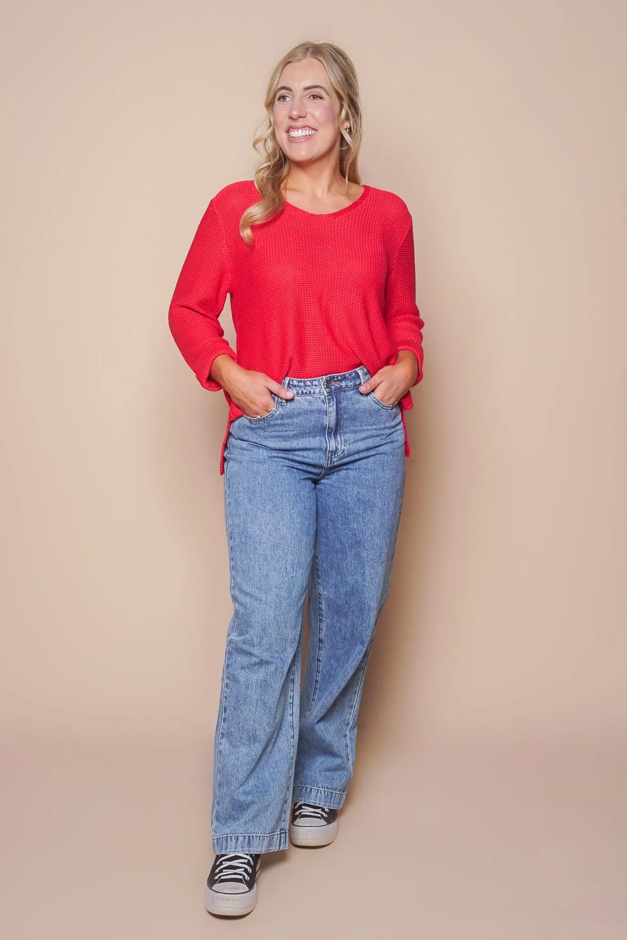 Pim Knit Jumper in Red sold by Always Alice