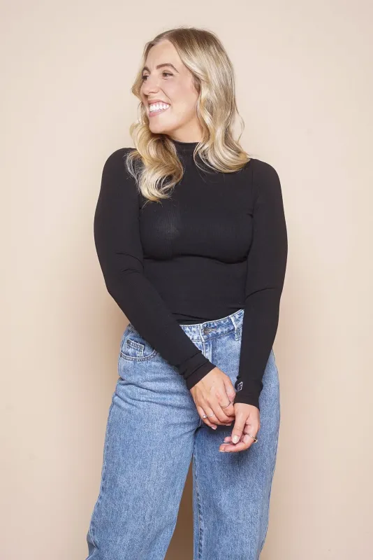 Icon Mock Neck L/S Top in Black - All About Eve sold by Always Alice