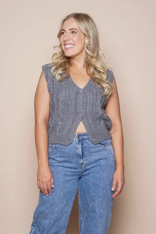 Tilla Knit Vest in Charcoal sold by Always Alice