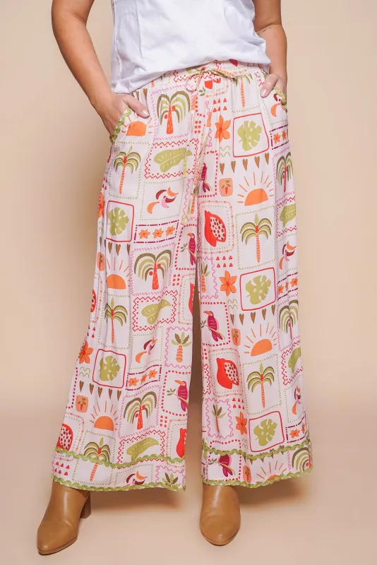 Olivia Pants in Beige Multi sold by Always Alice