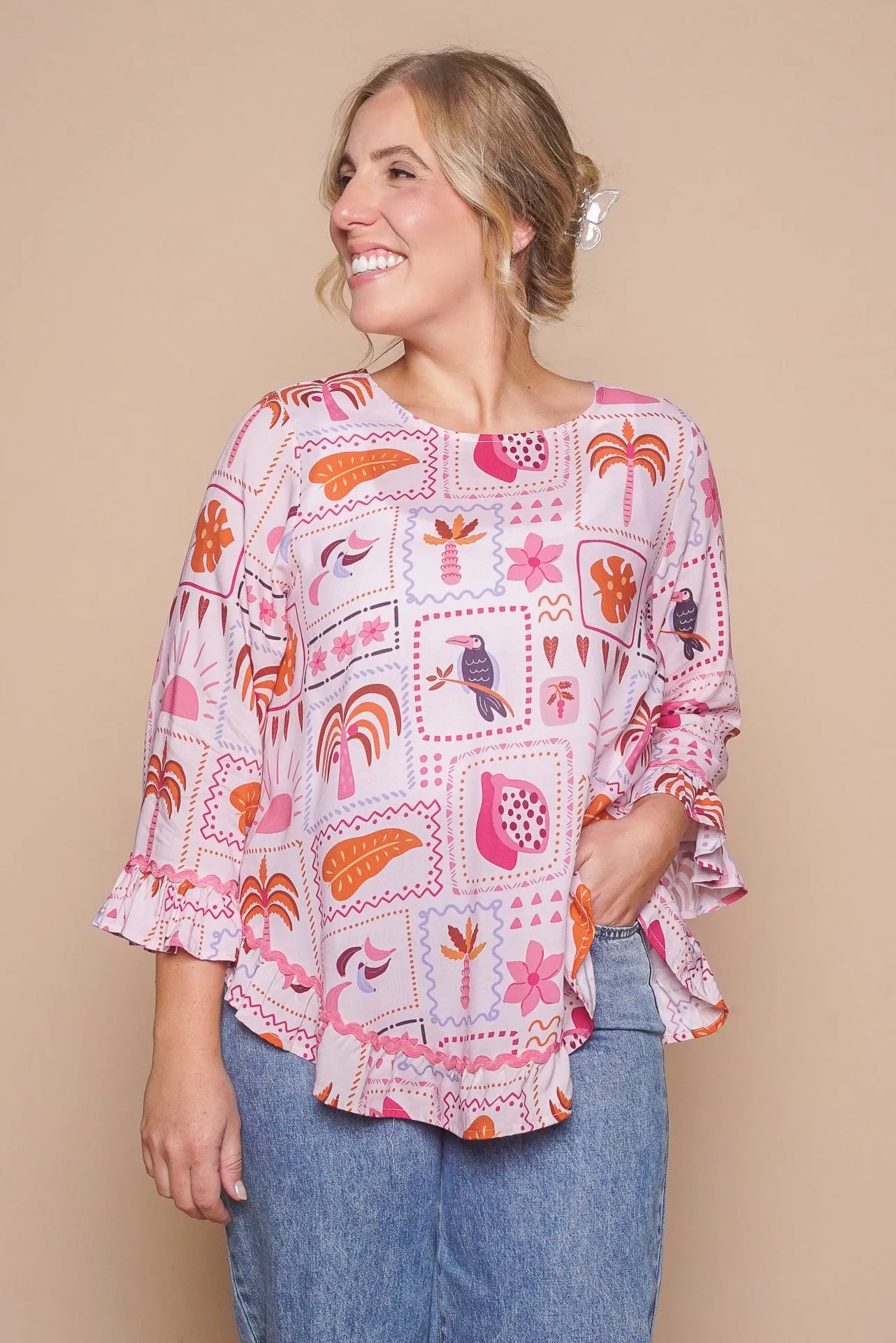 Belinda Ruffled Top in Blush Multi sold by Always Alice product image thumbnail 2
