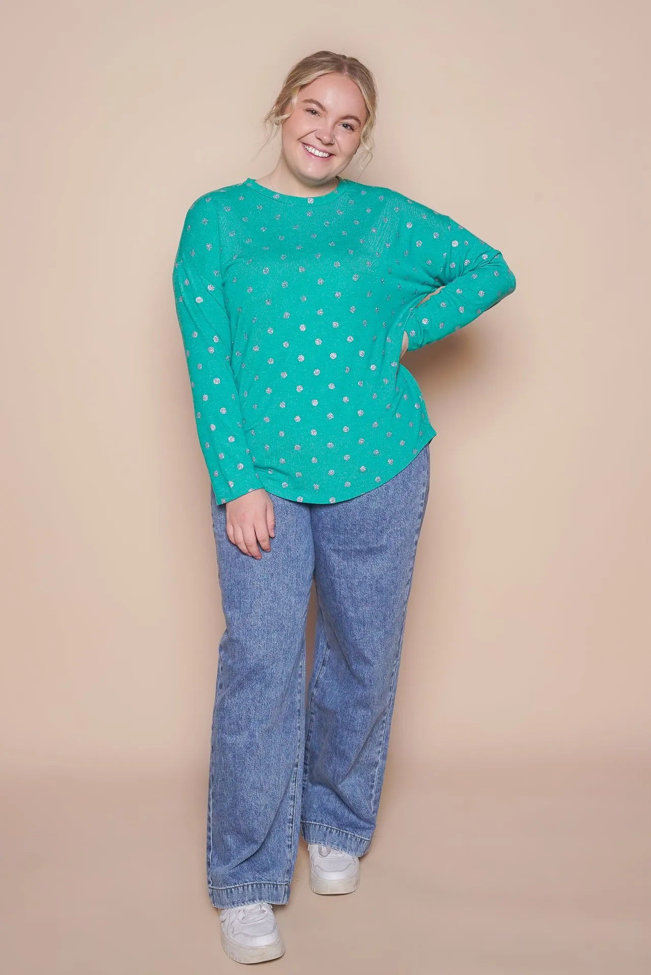 Pandora Glitter Polka Dot Top in Jade sold by Always Alice