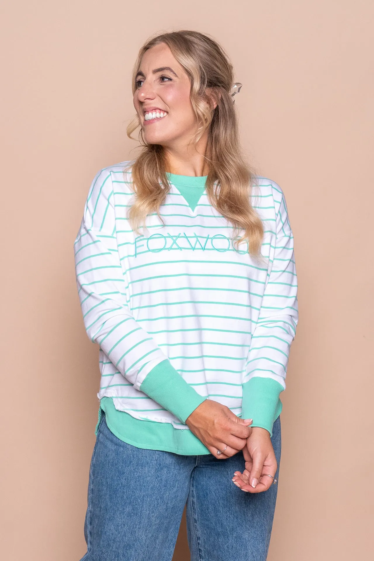 Simplified Stripe Crew in Neon Mint - Foxwood sold by Always Alice product image thumbnail 2