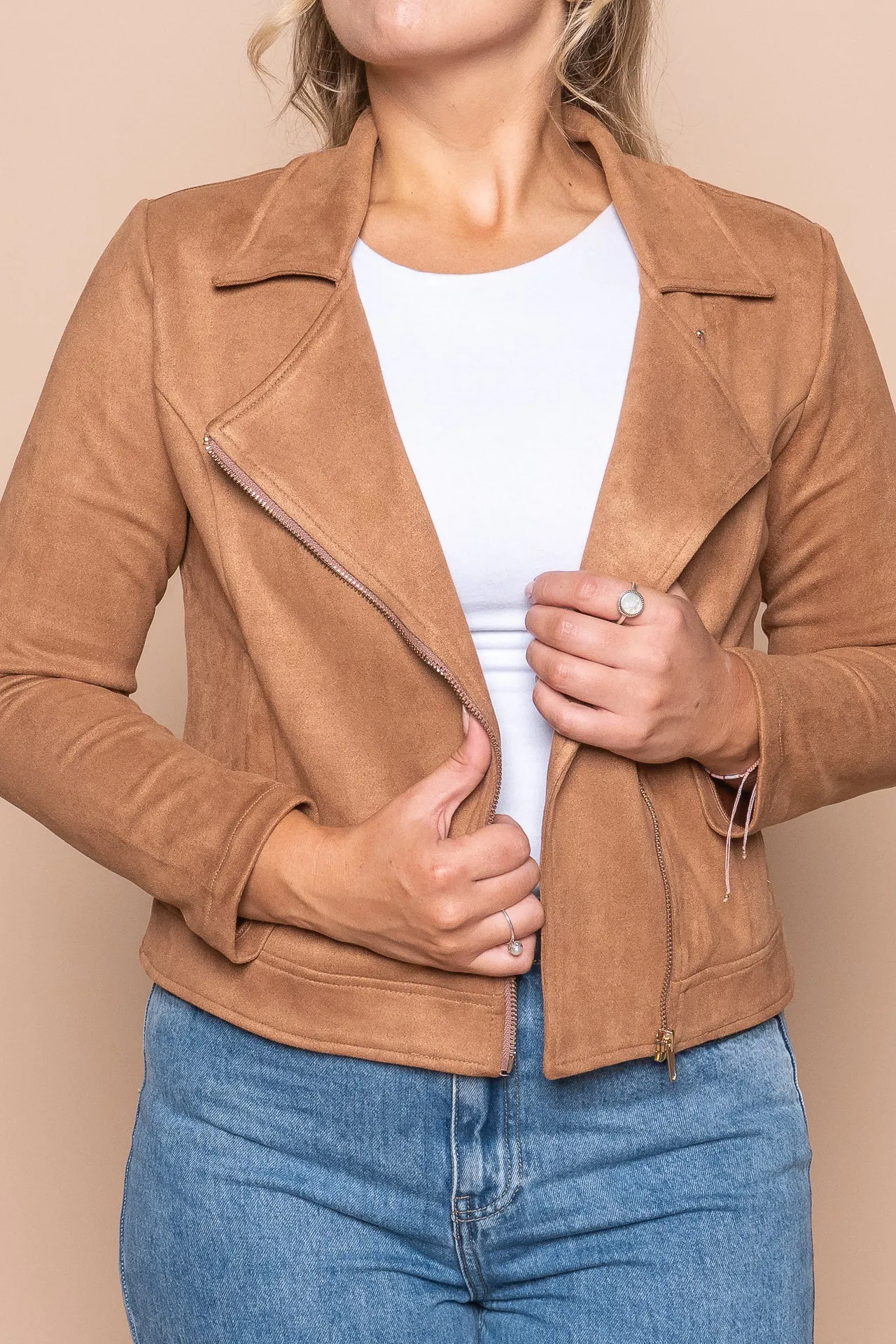 Pamela Biker Jacket in Tan sold by Always Alice product image thumbnail 2