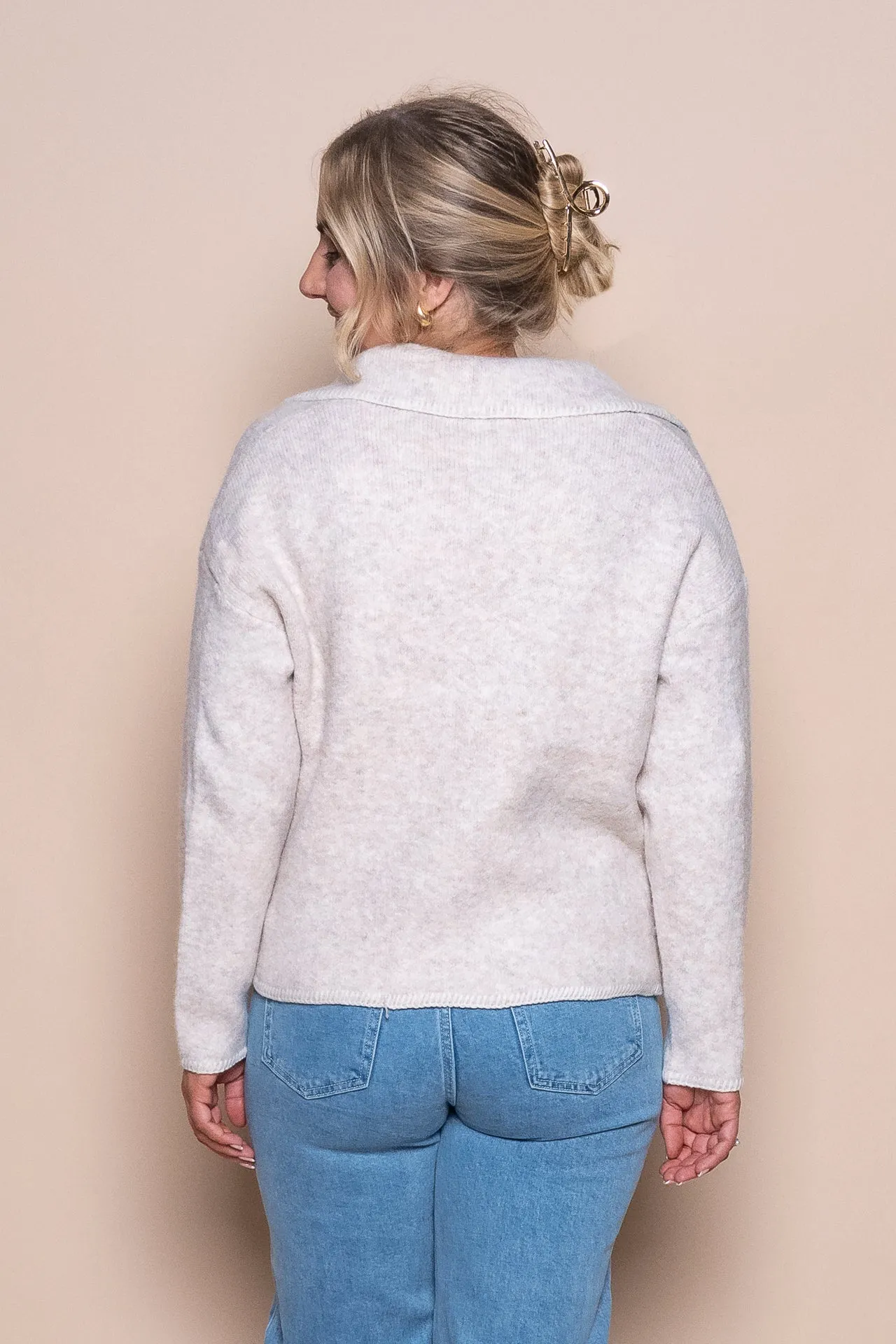 Jane Knit Jacket in Oat Marle sold by Always Alice product image thumbnail 3