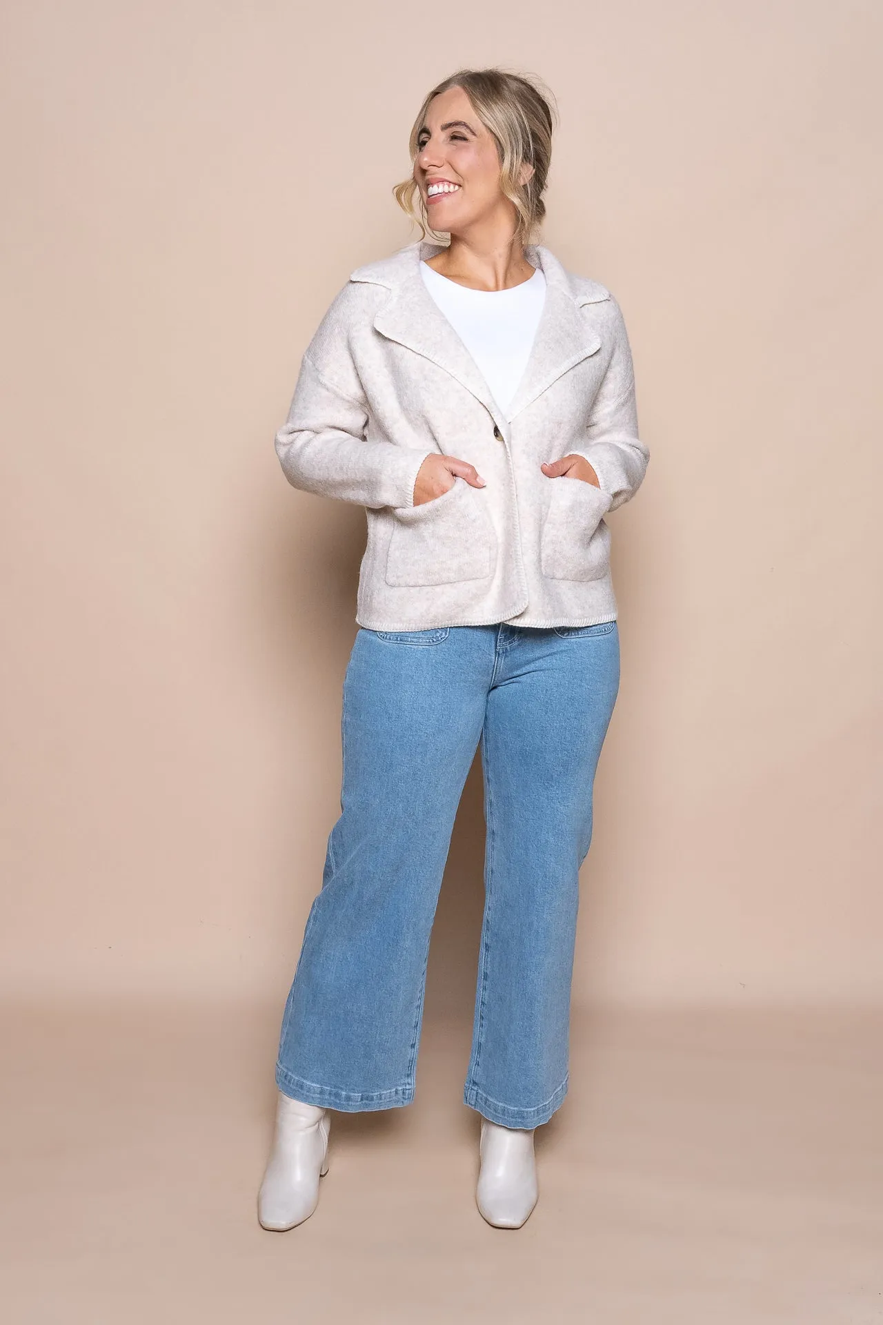 Jane Knit Jacket in Oat Marle sold by Always Alice product image thumbnail 2