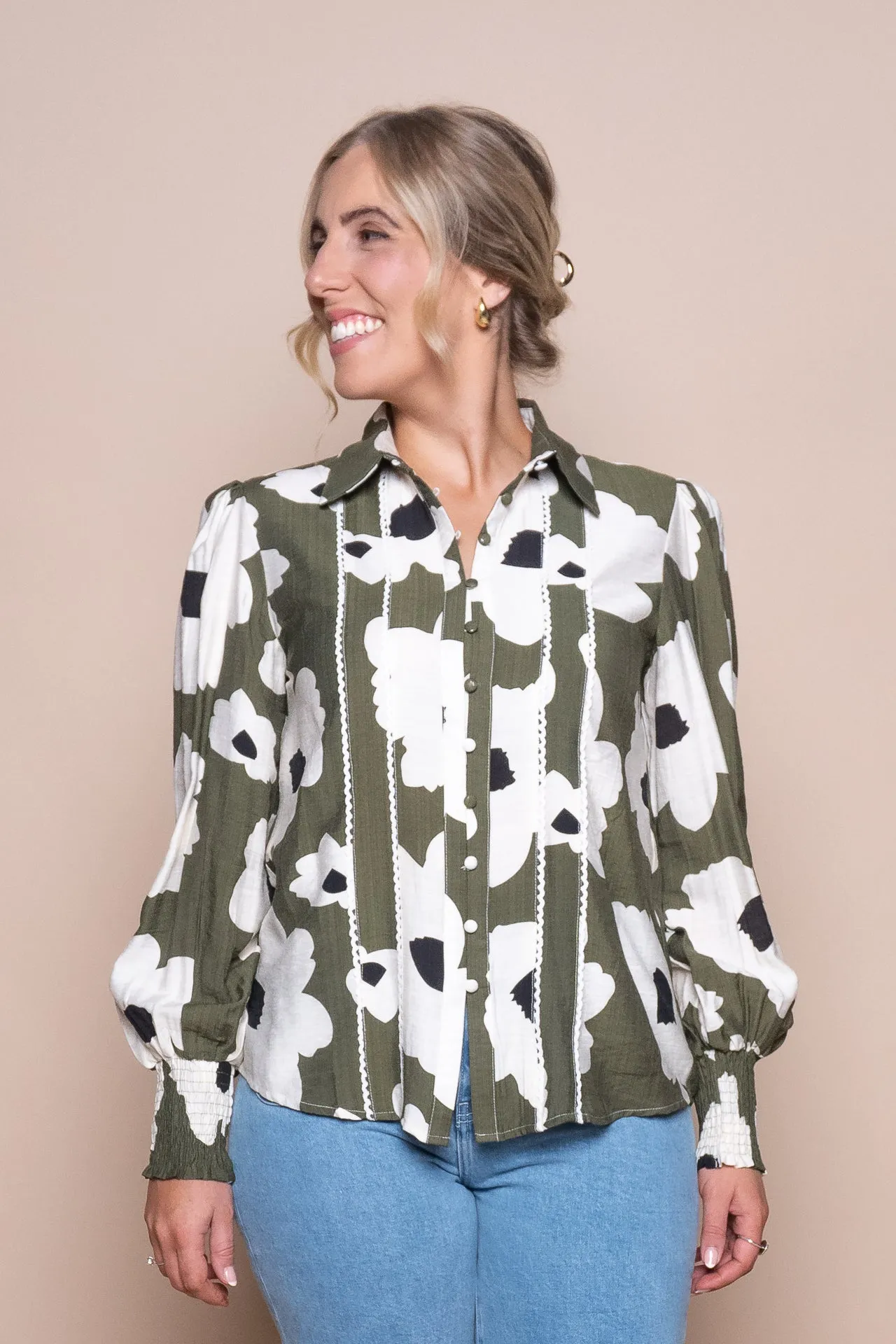 Florie Floral Shirt in Olive sold by Always Alice product image thumbnail 2