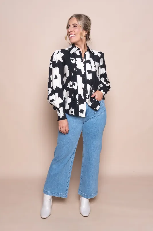 Florie Floral Shirt in Black sold by Always Alice