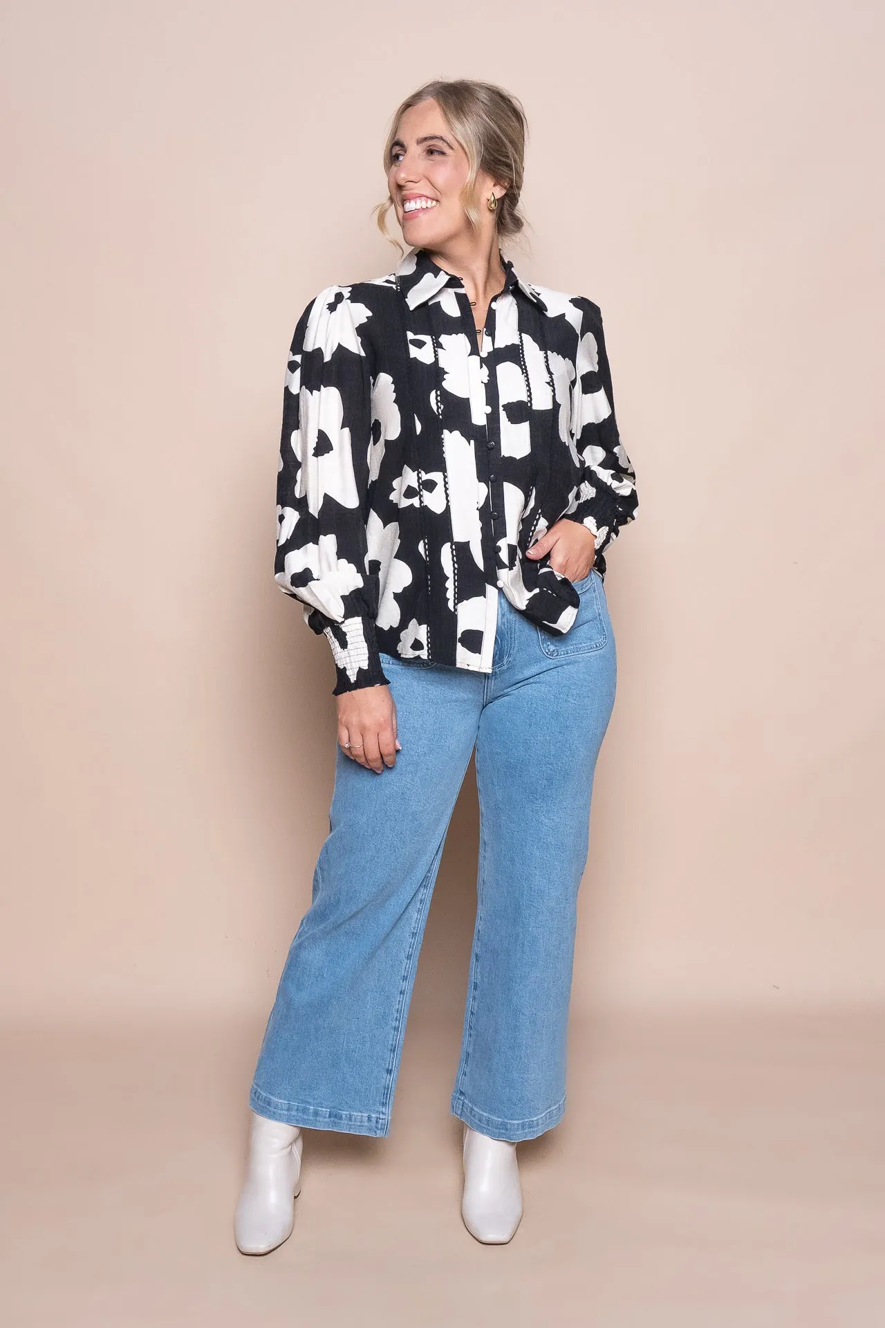 Florie Floral Shirt in Black sold by Always Alice