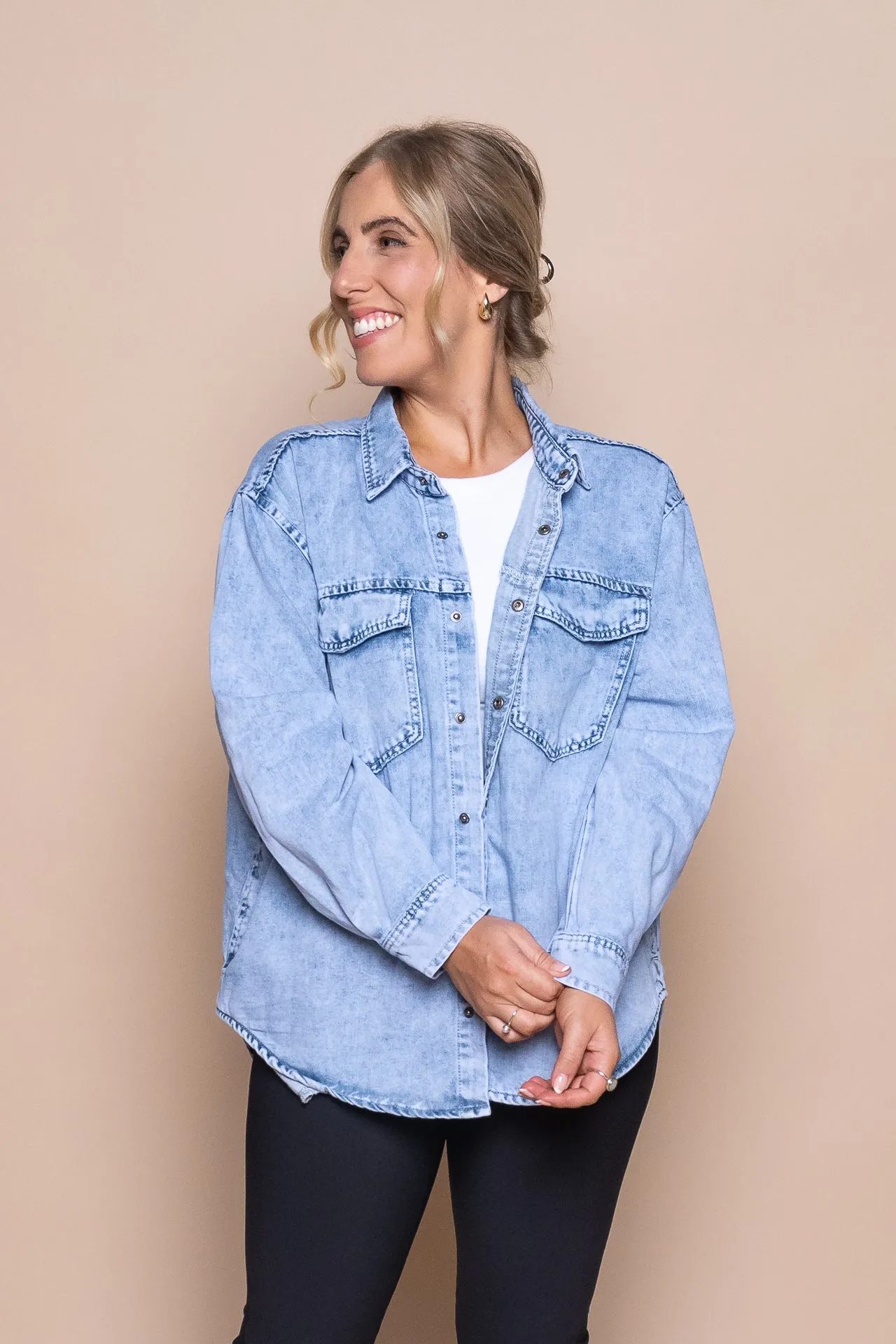 Daisy Over Shirt in Light Blue - Foxwood sold by Always Alice