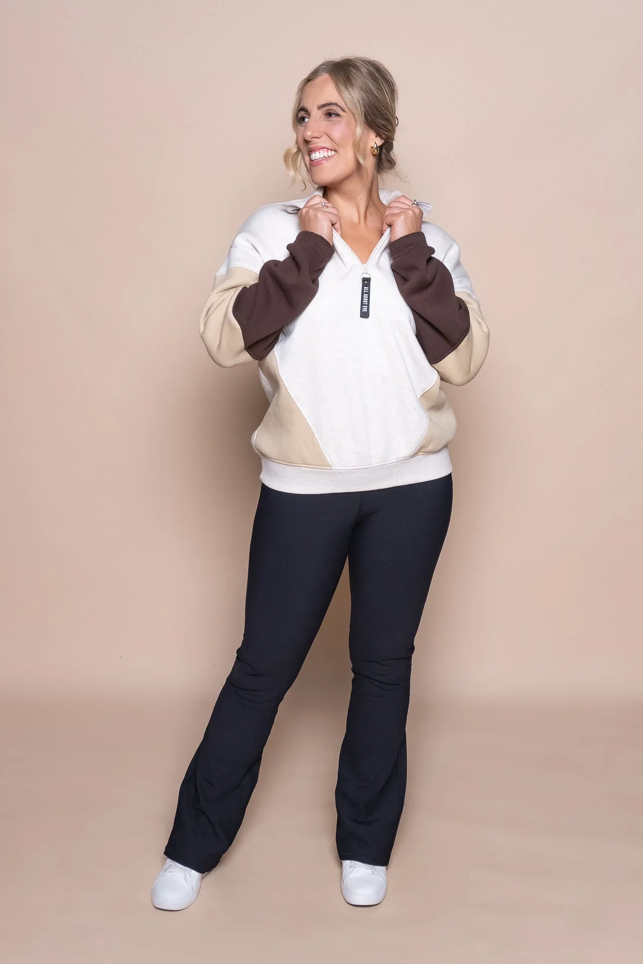 Savannah Panel 1/4 Zip Crew in Oat - All About Eve sold by Always Alice product image thumbnail 2