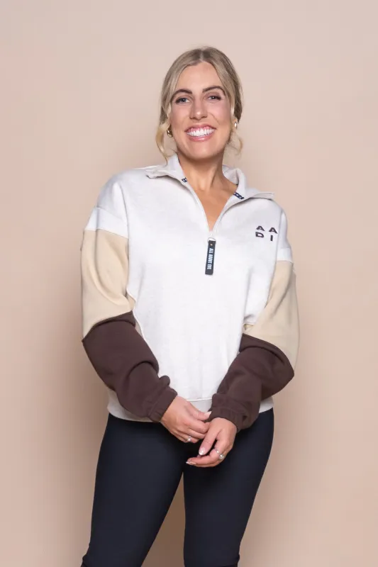 Savannah Panel 1/4 Zip Crew in Oat - All About Eve sold by Always Alice