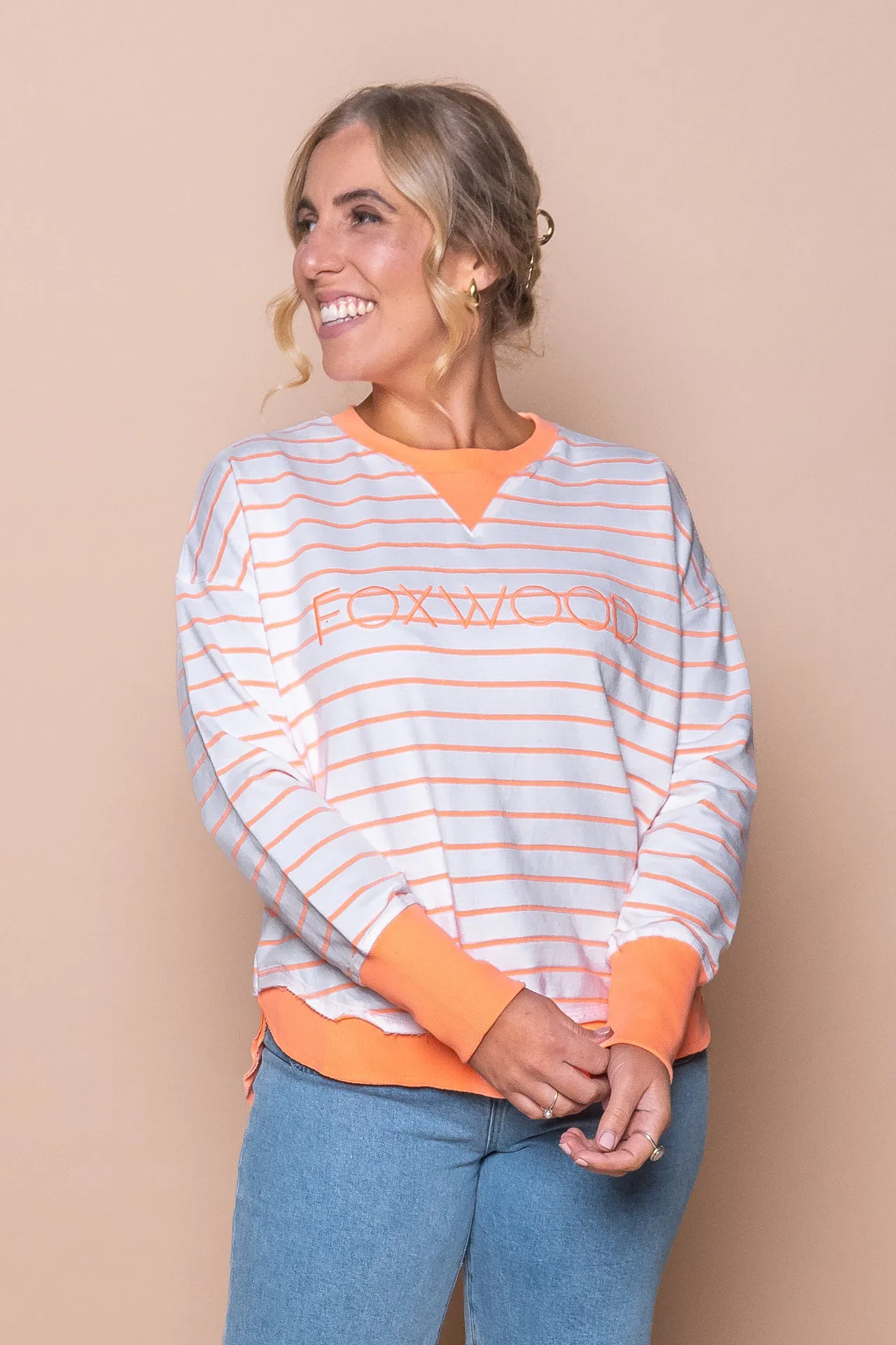 Simplified Stripe Crew in Neon Peach - Foxwood sold by Always Alice product image thumbnail 2
