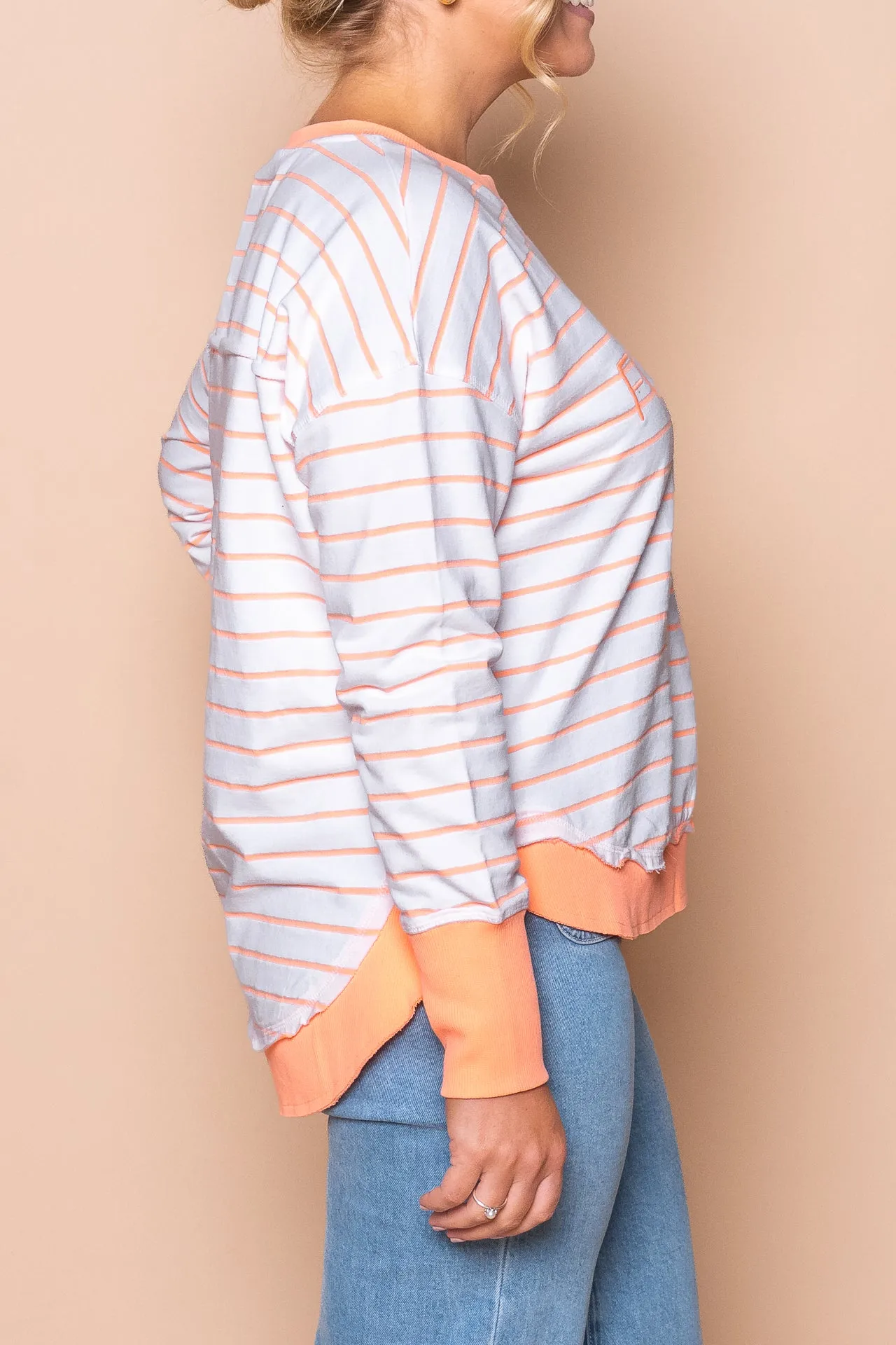 Simplified Stripe Crew in Neon Peach - Foxwood sold by Always Alice product image thumbnail 4