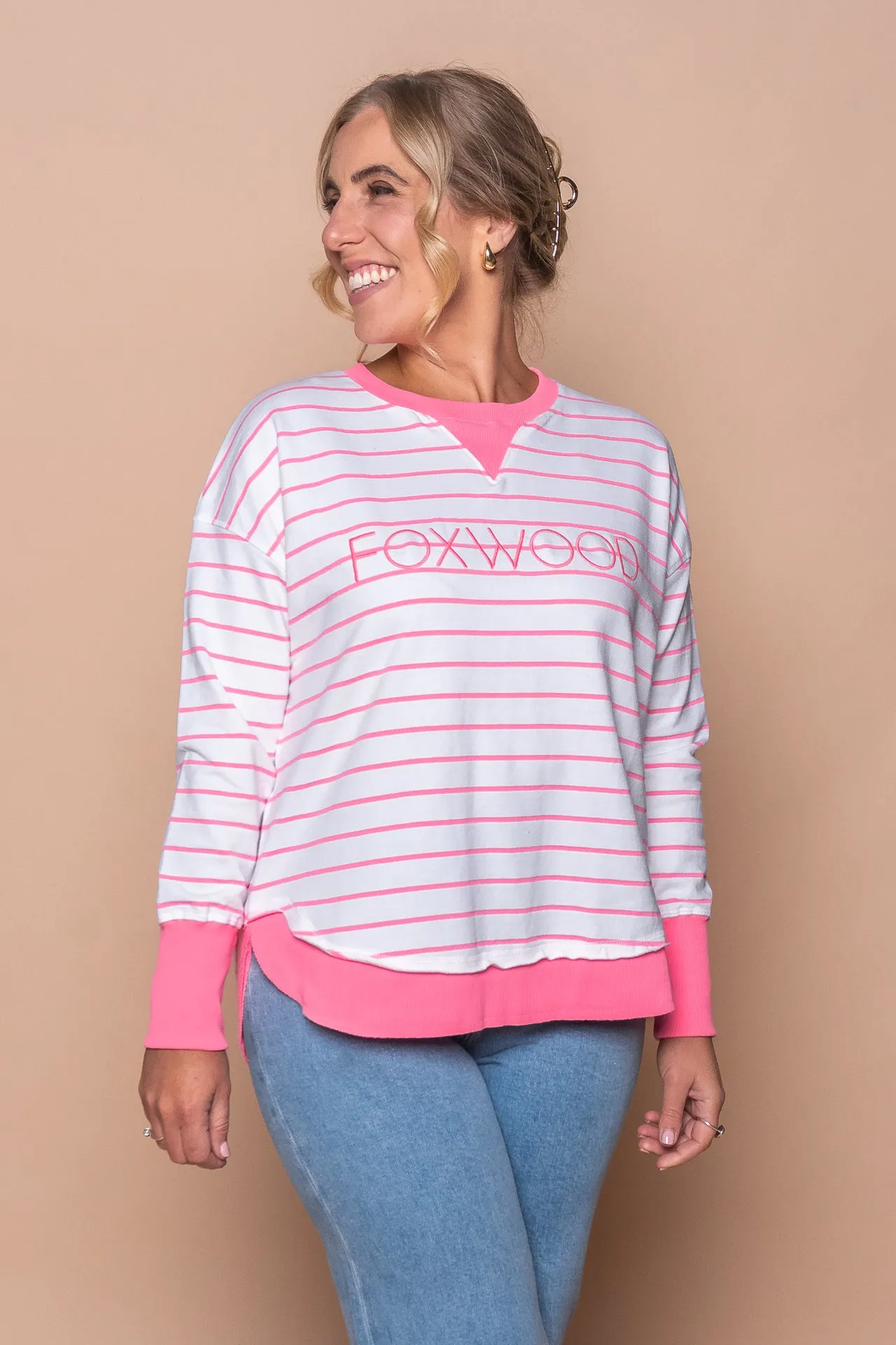 Simplified Stripe Crew in Neon Rose - Foxwood sold by Always Alice product image thumbnail 2