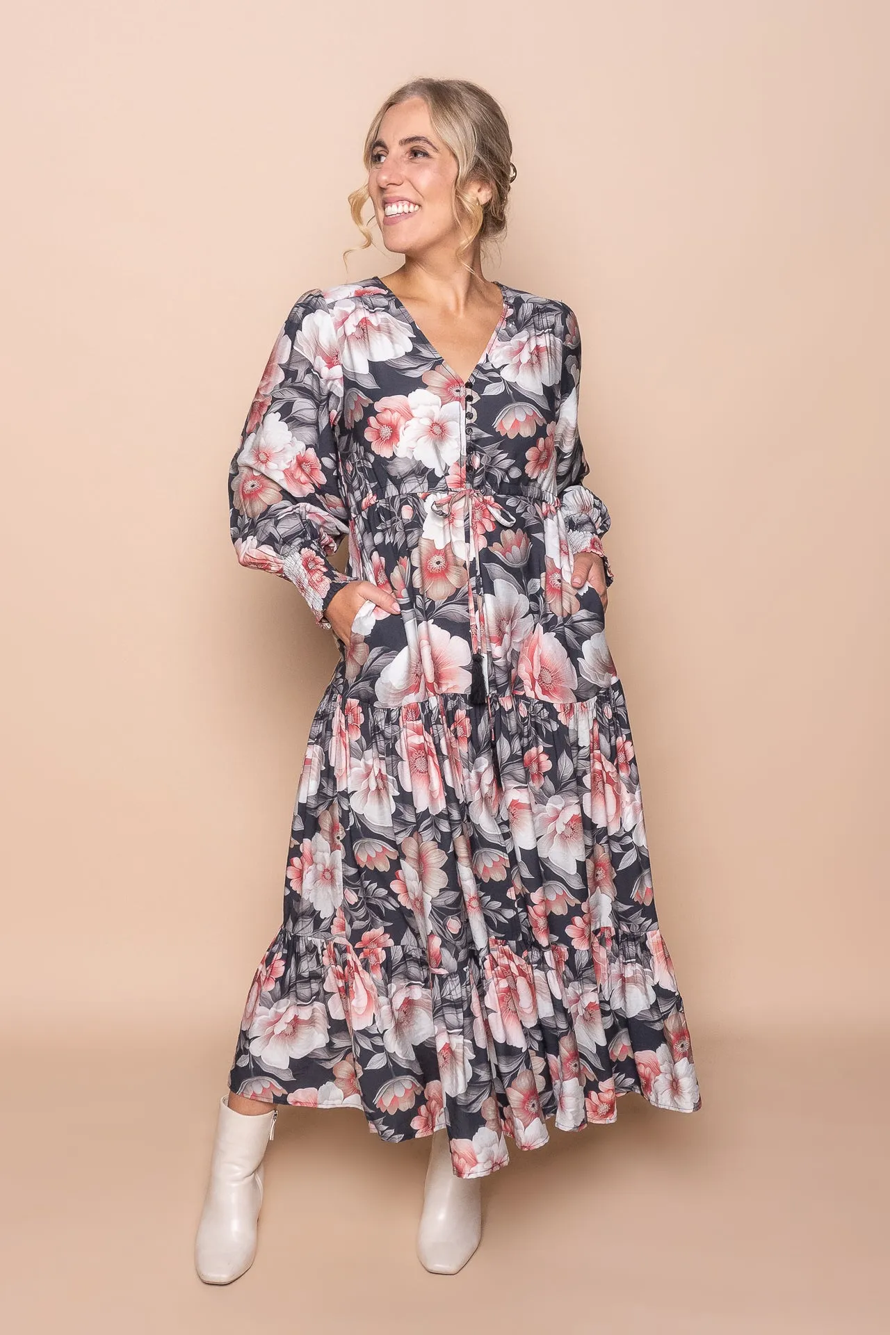 Audrina Maxi Dress in Black sold by Always Alice