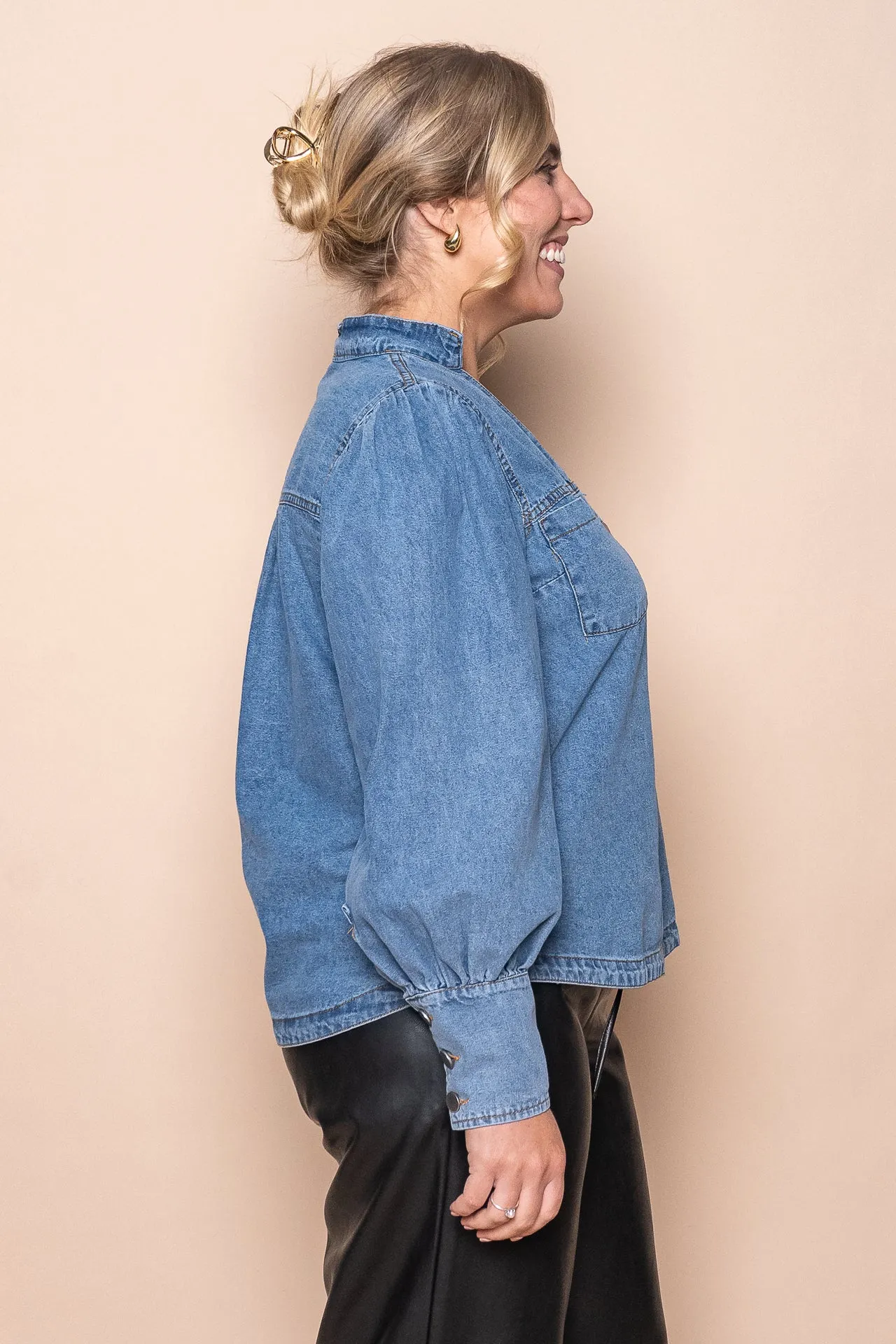 Jolie Denim Top in Mid Blue sold by Always Alice product image thumbnail 3