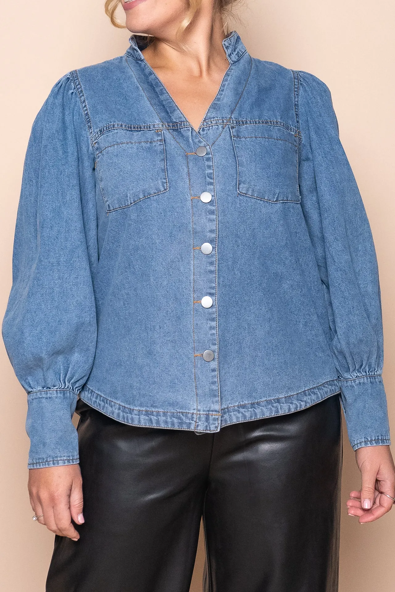 Jolie Denim Top in Mid Blue sold by Always Alice product image thumbnail 2